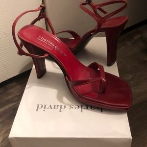 Vintage CHARLES DAVID leather strappy sandals heel